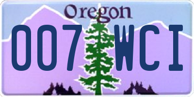OR license plate 007WCI
