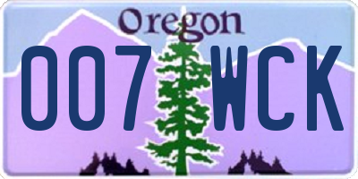 OR license plate 007WCK