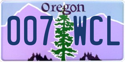 OR license plate 007WCL