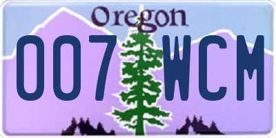 OR license plate 007WCM