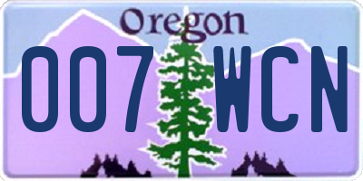 OR license plate 007WCN