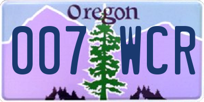 OR license plate 007WCR