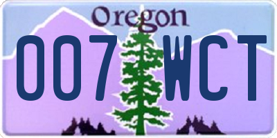 OR license plate 007WCT