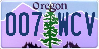 OR license plate 007WCV