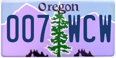 OR license plate 007WCW