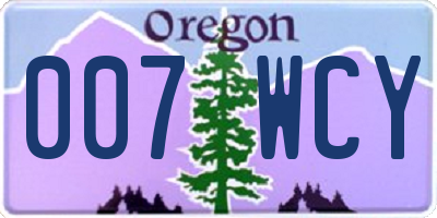 OR license plate 007WCY