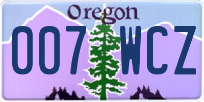 OR license plate 007WCZ