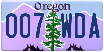 OR license plate 007WDA