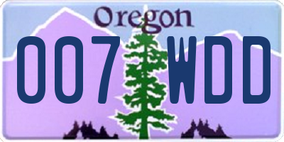 OR license plate 007WDD