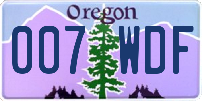 OR license plate 007WDF