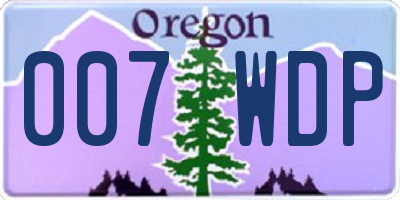 OR license plate 007WDP