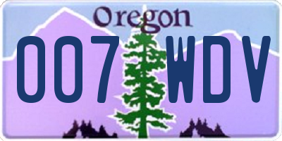 OR license plate 007WDV