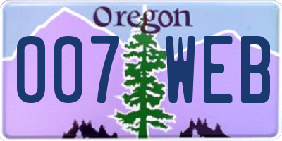 OR license plate 007WEB