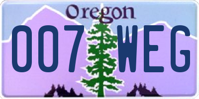 OR license plate 007WEG