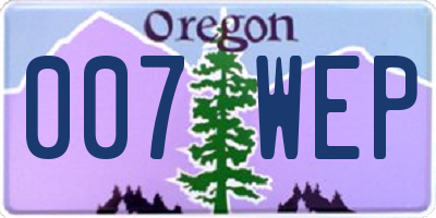 OR license plate 007WEP