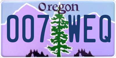 OR license plate 007WEQ