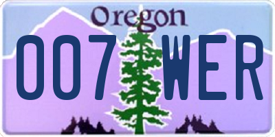 OR license plate 007WER
