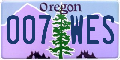 OR license plate 007WES