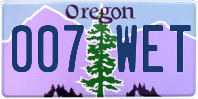 OR license plate 007WET