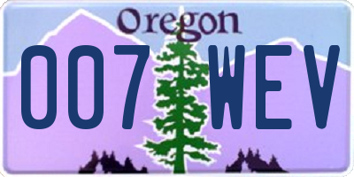 OR license plate 007WEV