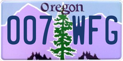 OR license plate 007WFG