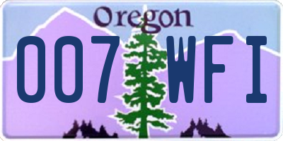 OR license plate 007WFI