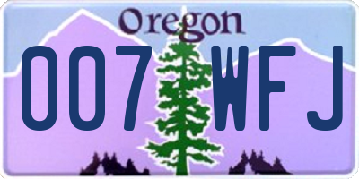 OR license plate 007WFJ