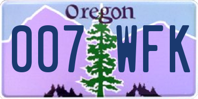 OR license plate 007WFK