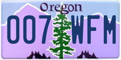 OR license plate 007WFM