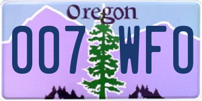 OR license plate 007WFO