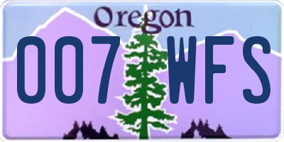 OR license plate 007WFS