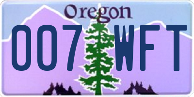 OR license plate 007WFT