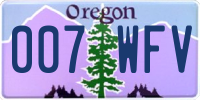 OR license plate 007WFV