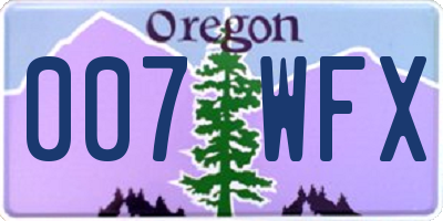 OR license plate 007WFX