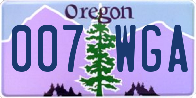 OR license plate 007WGA