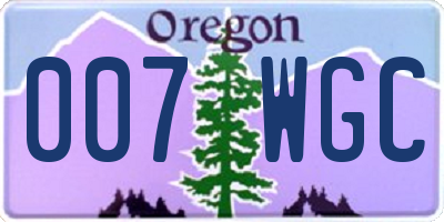 OR license plate 007WGC