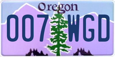 OR license plate 007WGD