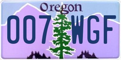OR license plate 007WGF