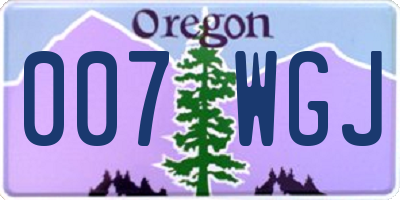 OR license plate 007WGJ