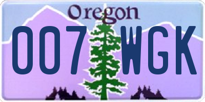 OR license plate 007WGK