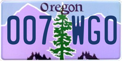 OR license plate 007WGO