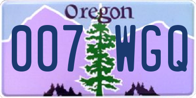 OR license plate 007WGQ