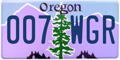 OR license plate 007WGR