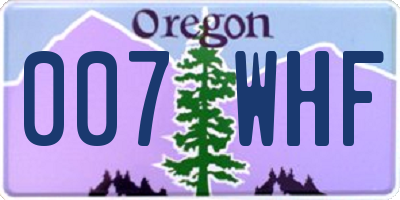 OR license plate 007WHF