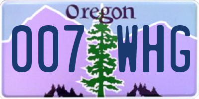 OR license plate 007WHG