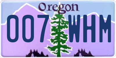 OR license plate 007WHM