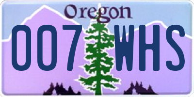 OR license plate 007WHS