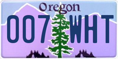 OR license plate 007WHT