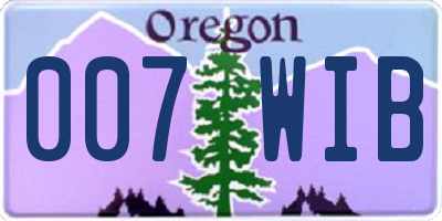OR license plate 007WIB