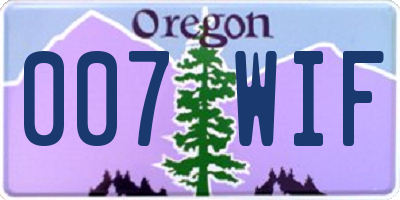 OR license plate 007WIF